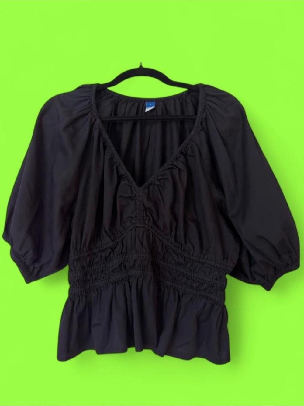 Old Navy Black Women's Peasant Peplum Blouse - L - Picture 7 of 8